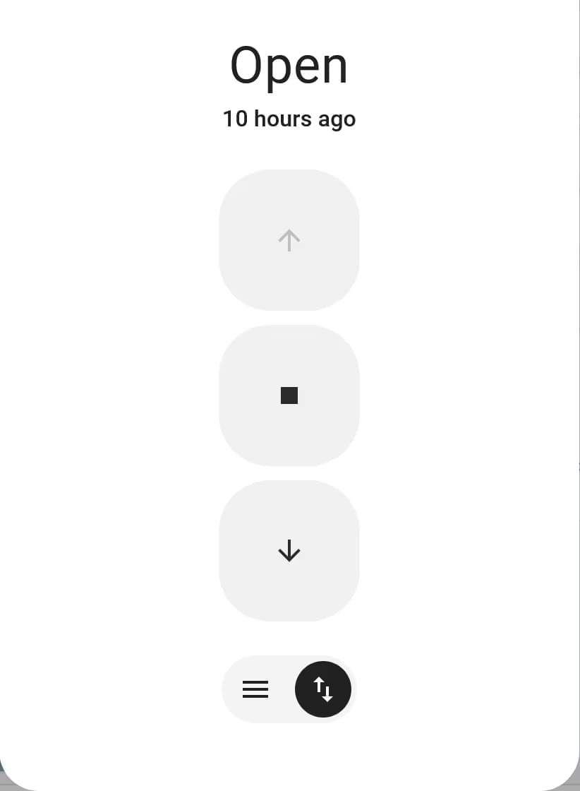 Up, down, and stop buttons for blinds in the Home Assistant web interface.